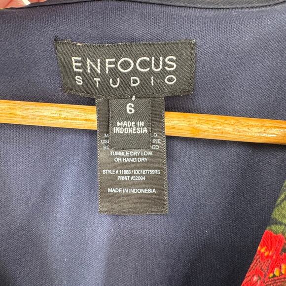 EnFocus Studio Boho Maxi Dress Womens 6 Navy Blue Chiffon Floral Print Polyester - Picture 5 of 9